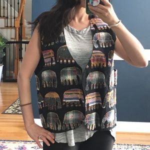Vintage elephant animal vest black boho festival